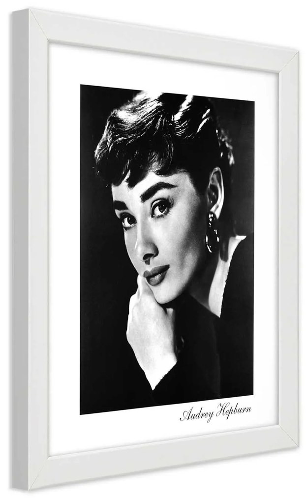 Gario Poszter Audrey Hepburn portréja A keret színe: Természetes, Méret: 70 x 100 cm
