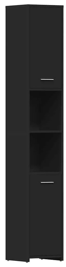 Fekete szerelt fa fürdőszobaszekrény 30 x 30 x 183,5 cm