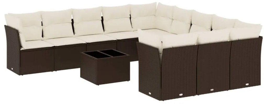 vidaXL 12 részes barna polyrattan kerti ülőgarnitúra párnákkal