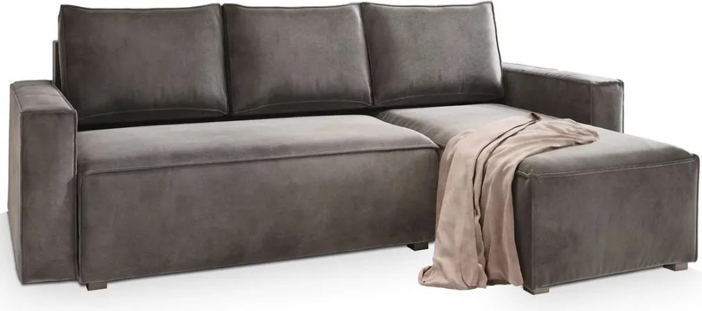 AKCIÓ sötétszürke kinyitható sarokkanapé CAVELO, kétoldalas II. osztály