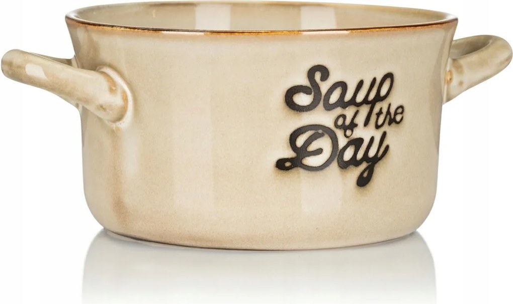 Kerámia tál bézs 500 ml retro stílus Soup of the Day konyha tál