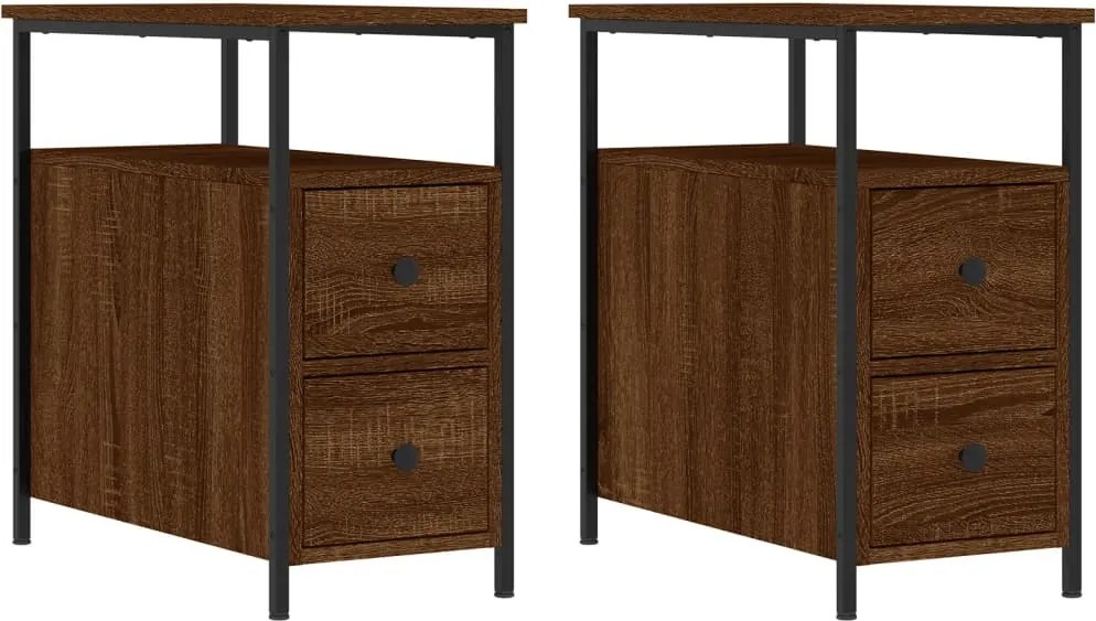 vidaXL 2 db barna tölgyszínű szerelt fa éjjeliszekrény 30x60x60 cm