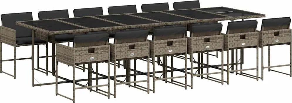 vidaXL 13 részes szürke polyrattan kerti ülőgarnitúra párnákkal