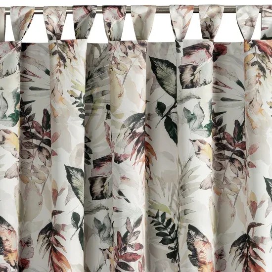 Kültéri vízálló függöny pavilonhoz - fehér, színes levelekkel díszített motívummal Szélesség: 155 cm | Hossza: 240 cm