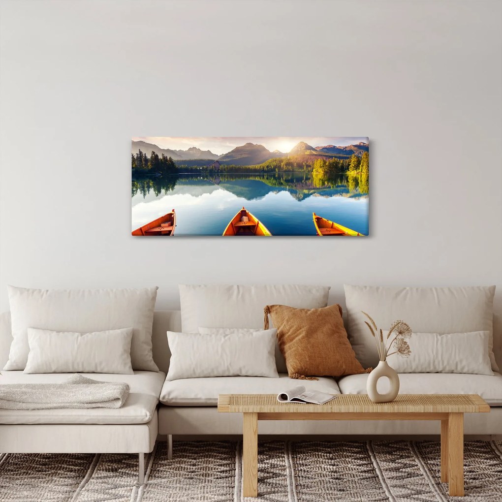 Kép - Tó csónakokkal (120x50 cm)