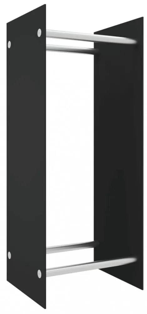 fekete edzett üveg tűzifatároló 40 x 35 x 100 cm