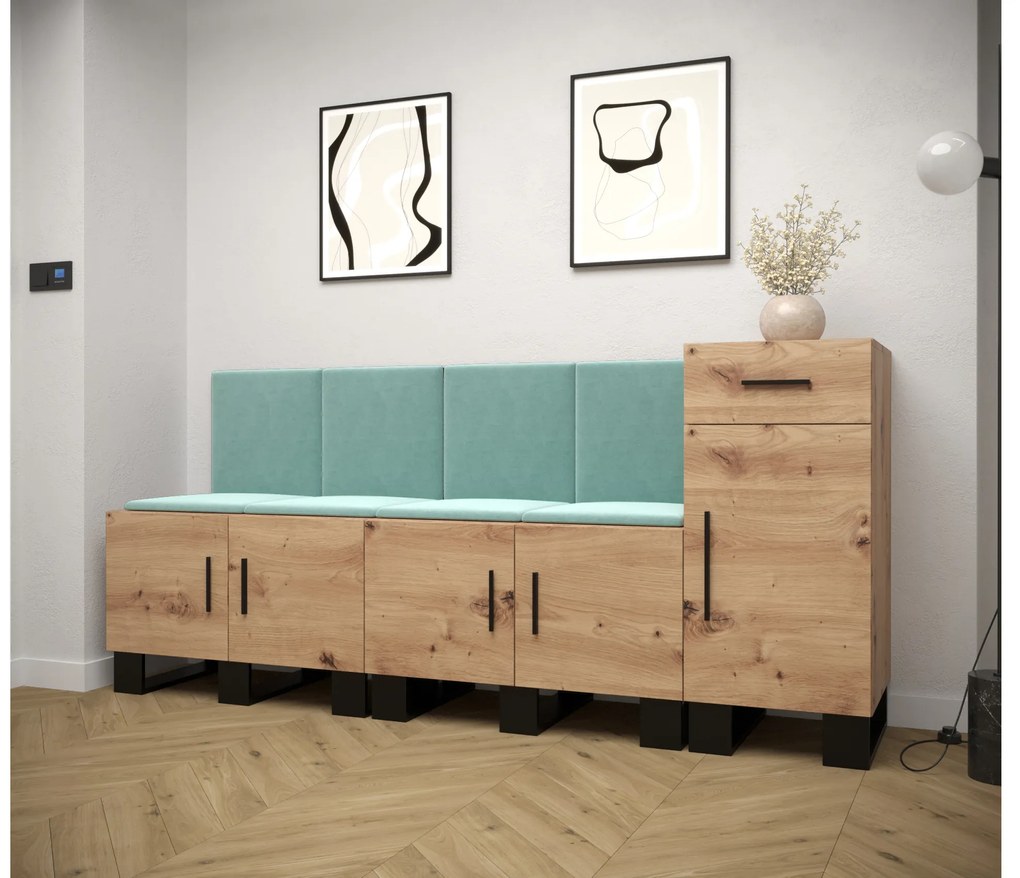 Előszobabútor Amanda 17 (artisan tölgy + zöld). 1086003