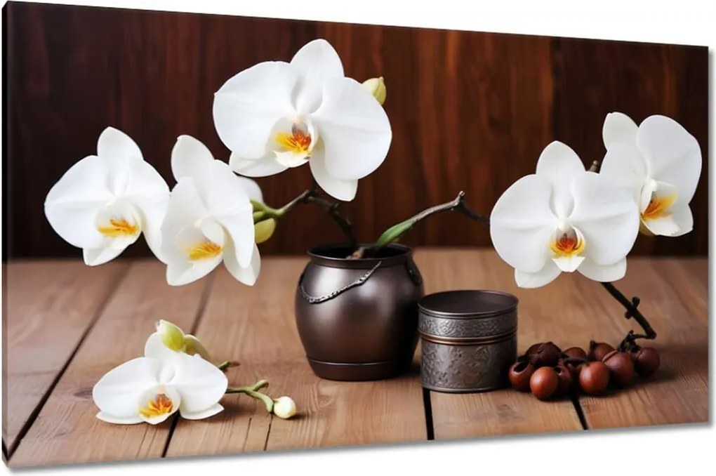 Vászonkép 120x70 Fehér orchideák