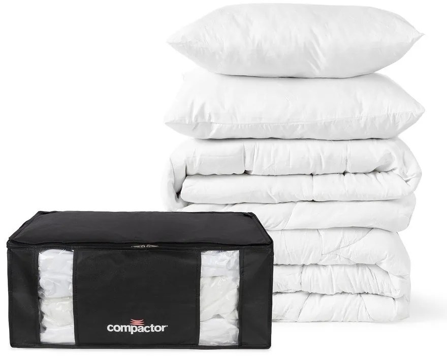 Vákuumos-megerősített textil ruhatároló doboz szett 2 db-os 65x45x27 cm Black Edition – Compactor