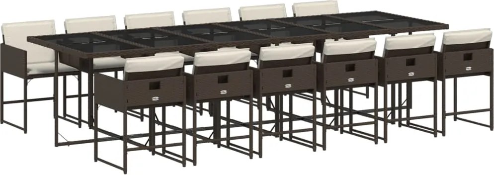 vidaXL 13 részes barna polyrattan kerti ülőgarnitúra párnákkal