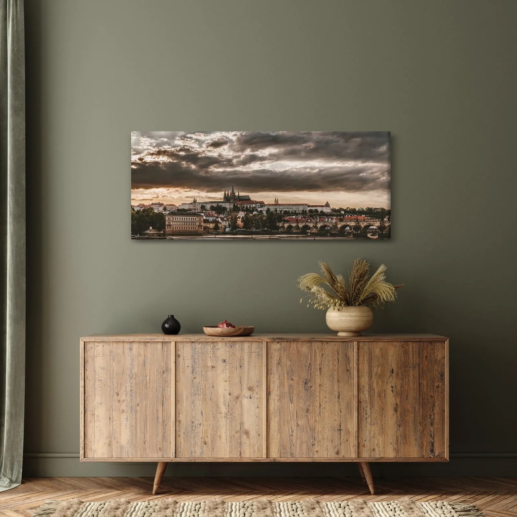 Prágai vár a félhomályban képe (120x50 cm)