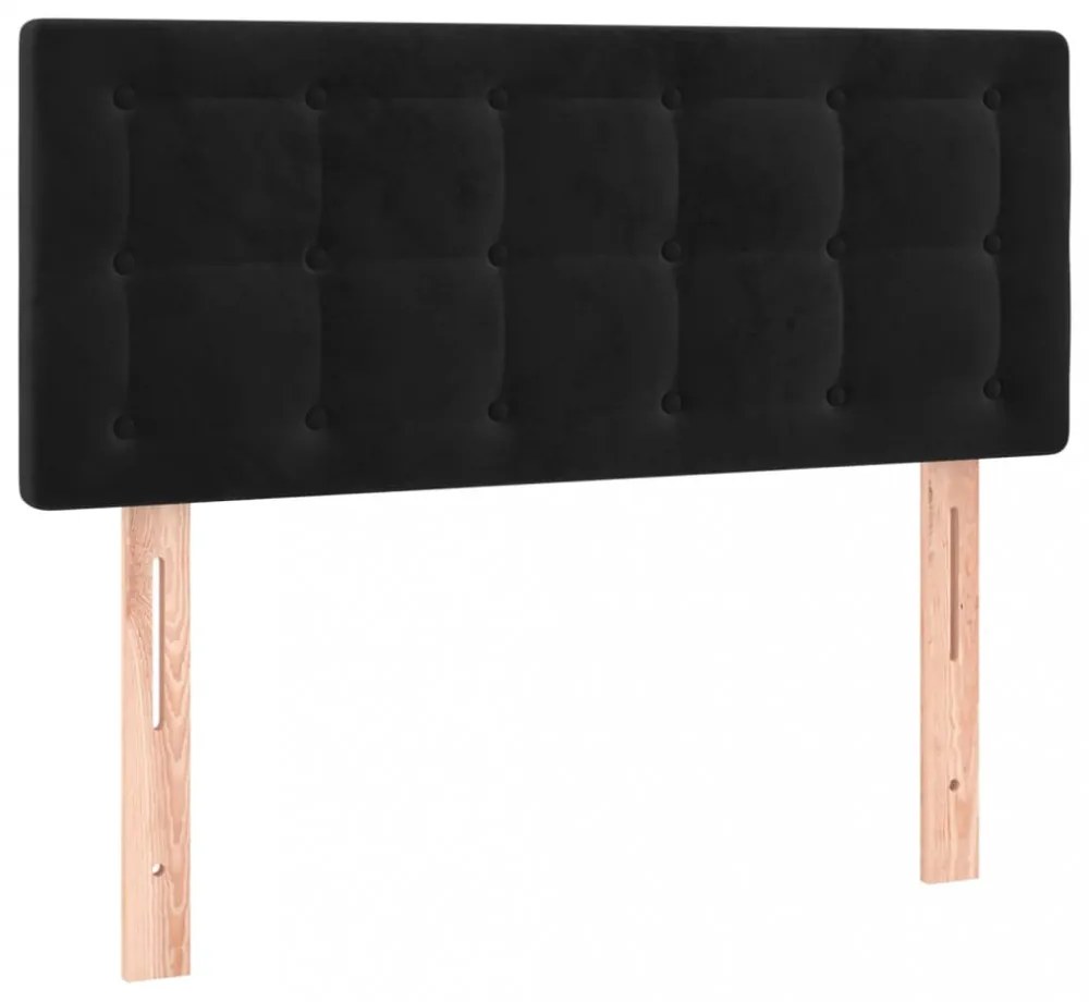 fekete bársony rugós ágy matraccal 80 x 200 cm