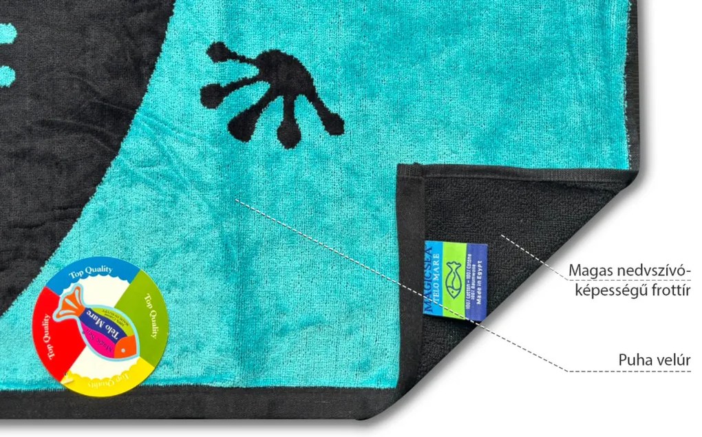 Salina gekkó kék-fekete strandtörölköző