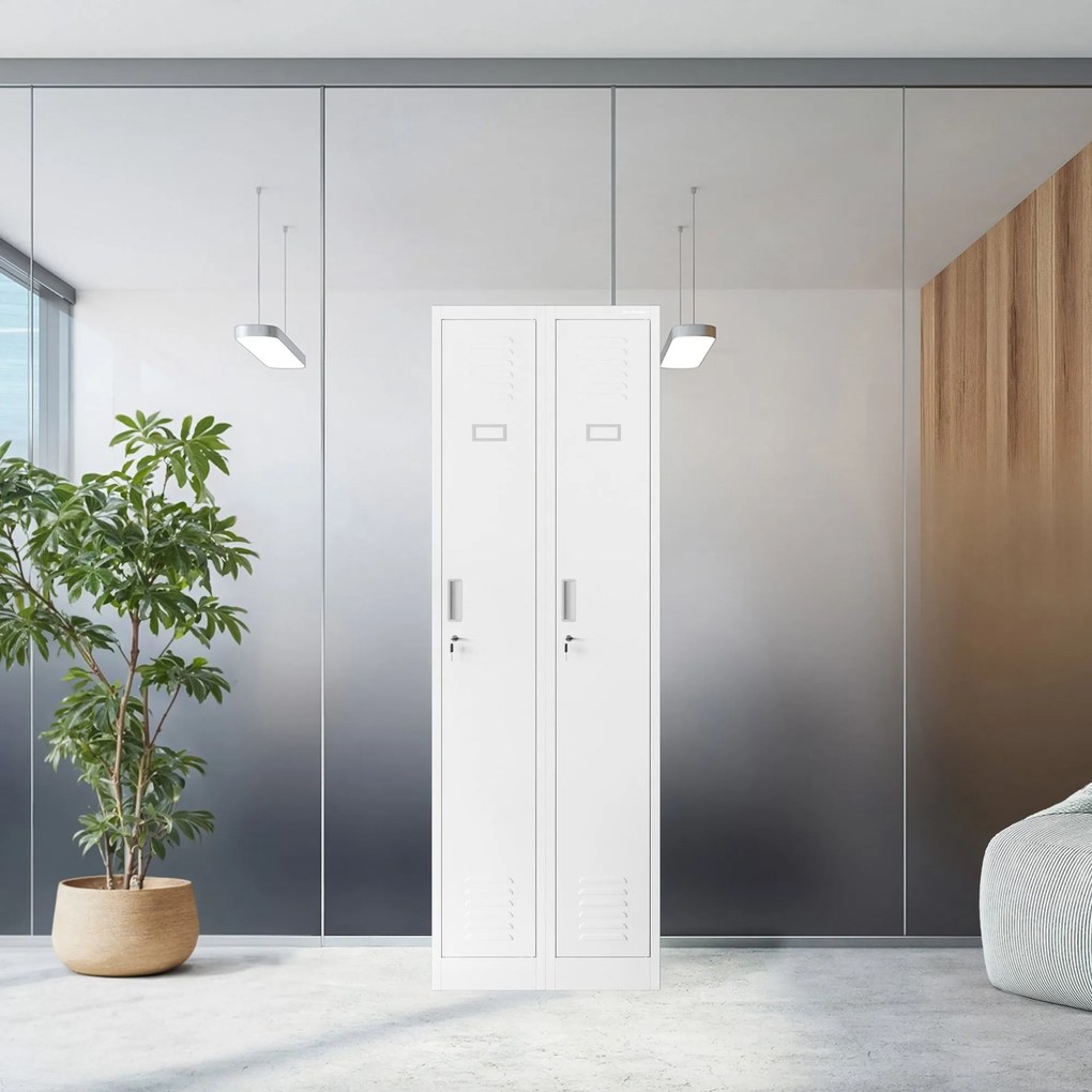 Pléh öltözőszekrény talpazaton, négymodulos, polcokkal KACPER II, 600 x 1800 x 500 mm, Pléh öltözőszekrény talpazaton, négymodulos, polcokkal KACPER I