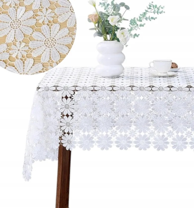 Abrosz Csipke asztalra Fehér áttört gipsz 130x180 elegáns modern