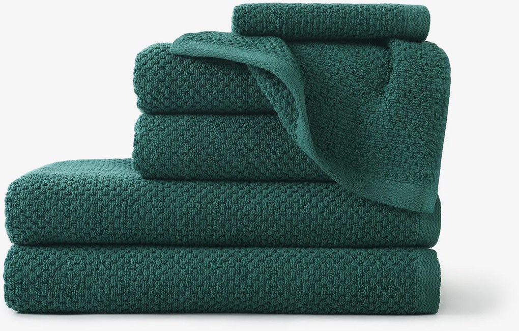 Goldea pamut frottír törölköző / fürdőlepedő micro pure - smaragdzöld 70 x 140 cm