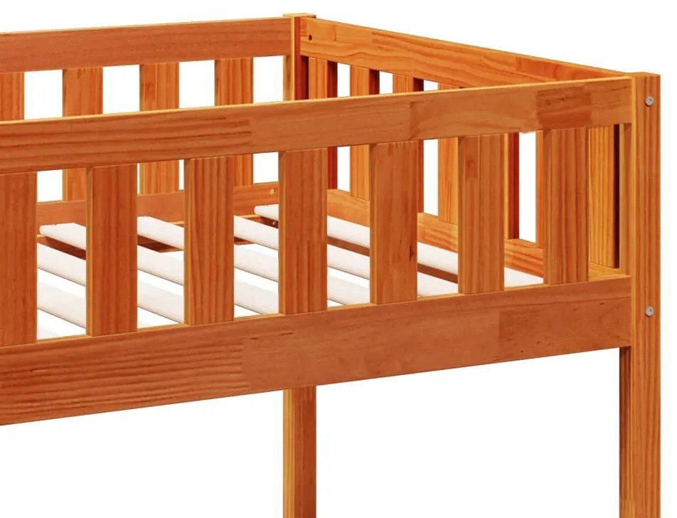 viaszbarna tömör fenyőfa emeletes ágy 80 x 200 cm