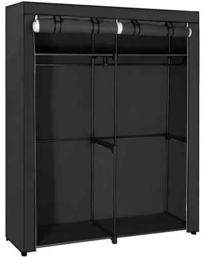 Összecsukható gardróbszekrény - fekete szövet