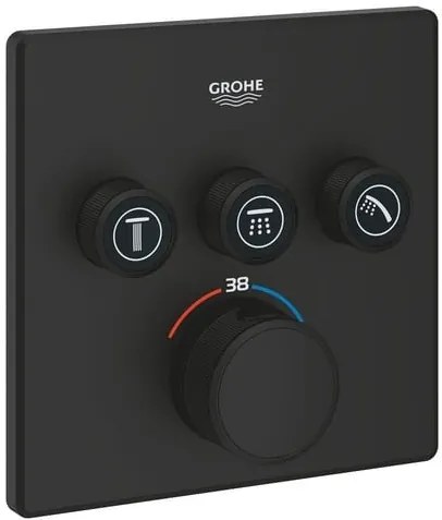 zuhany és fürdő csaptelep GROHE Grohtherm Smartcontrol vakolat alatti rész nélkül phantom black 102167KF00