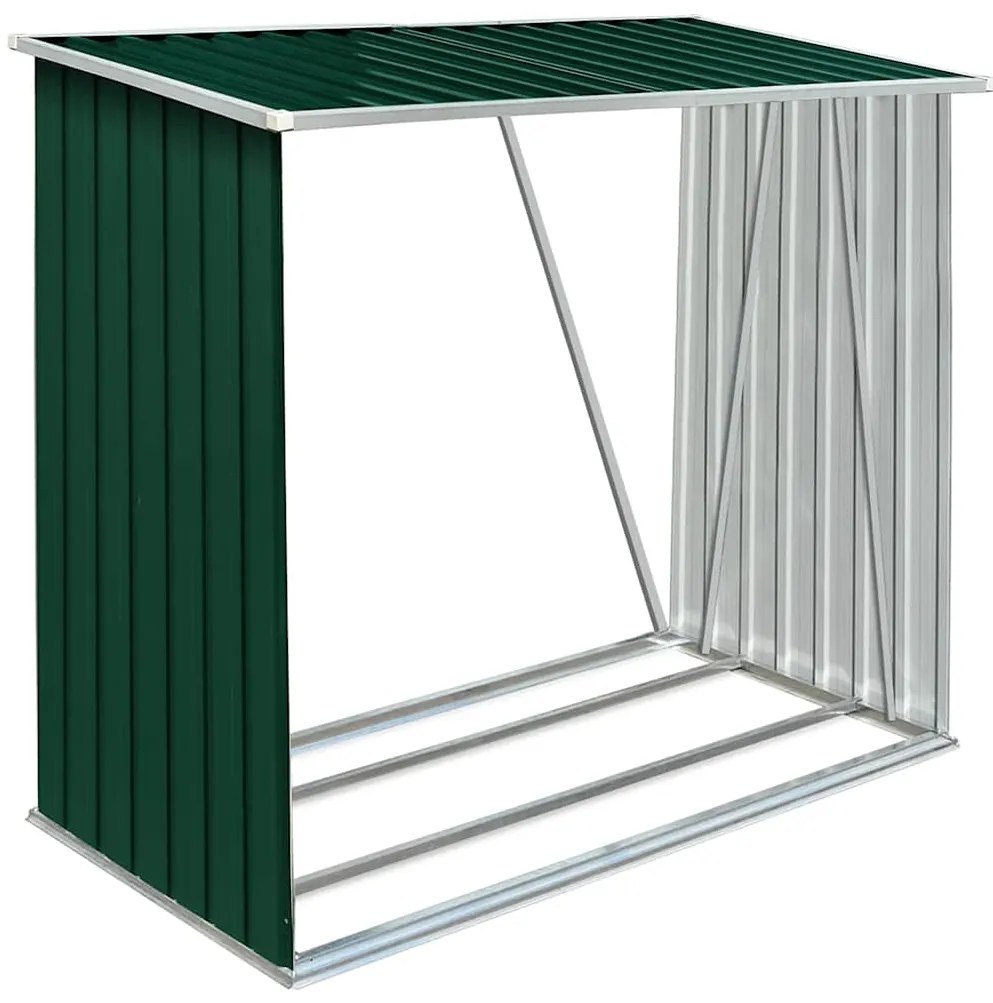 vidaXL zöld horganyzott acél kerti tűzifatároló 163 x 83 x 154 cm