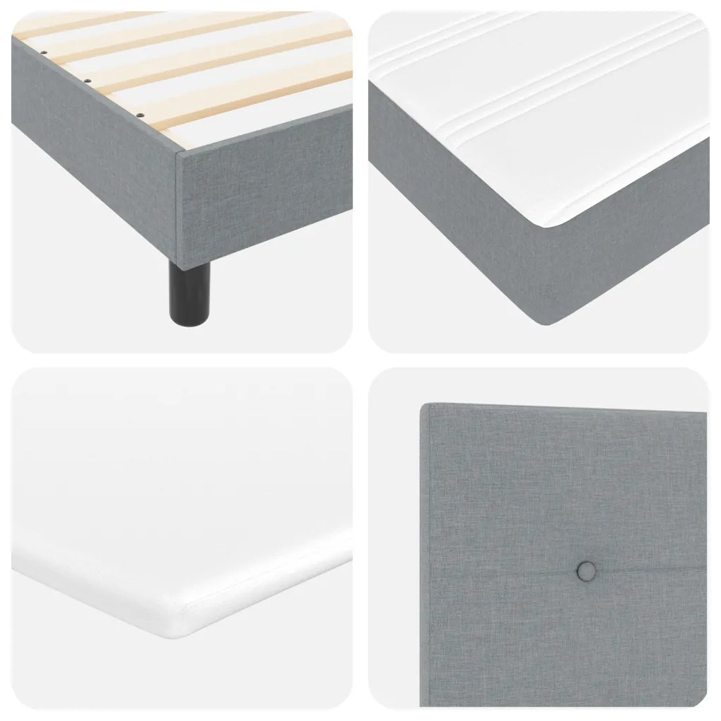 Boxspring Ágy Matrac Közép Grey 90x190 cm Szövet