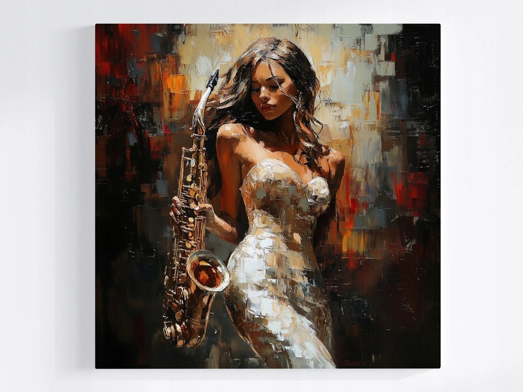 Vászonkép Canvas Nő Lány Szaxofon Zene Jazz Club 80x80