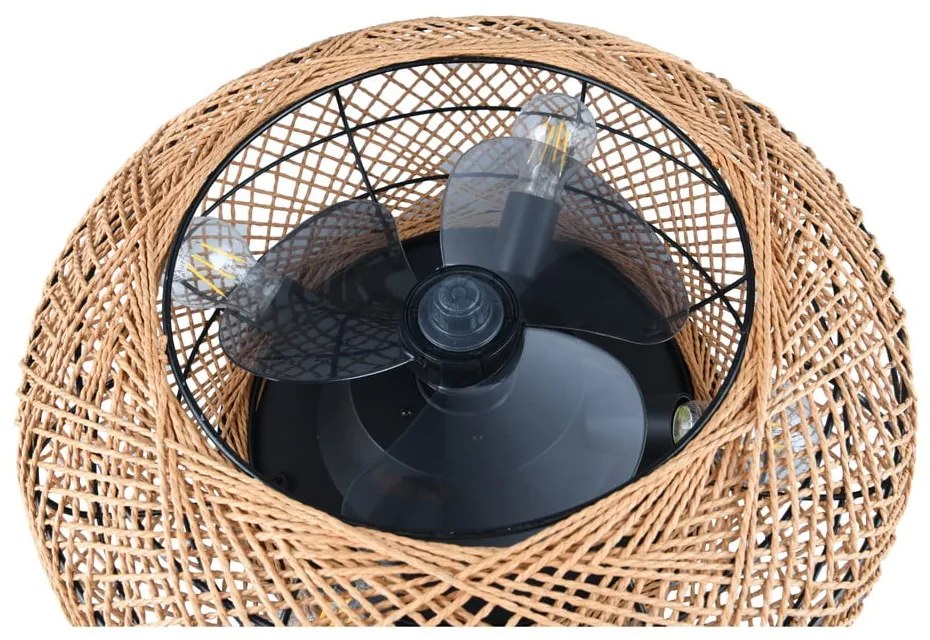 Barna mennyezeti lámpa távirányítóval-ventilátorral Lillesand – Trio