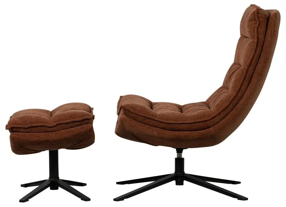 Barna forgó zsenília fotel lábtartóval Kube – WOOOD