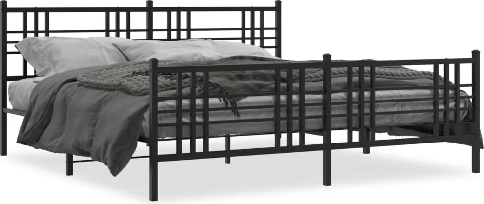 vidaXL fekete fém ágykeret fej- és lábtámlával 183 x 213 cm