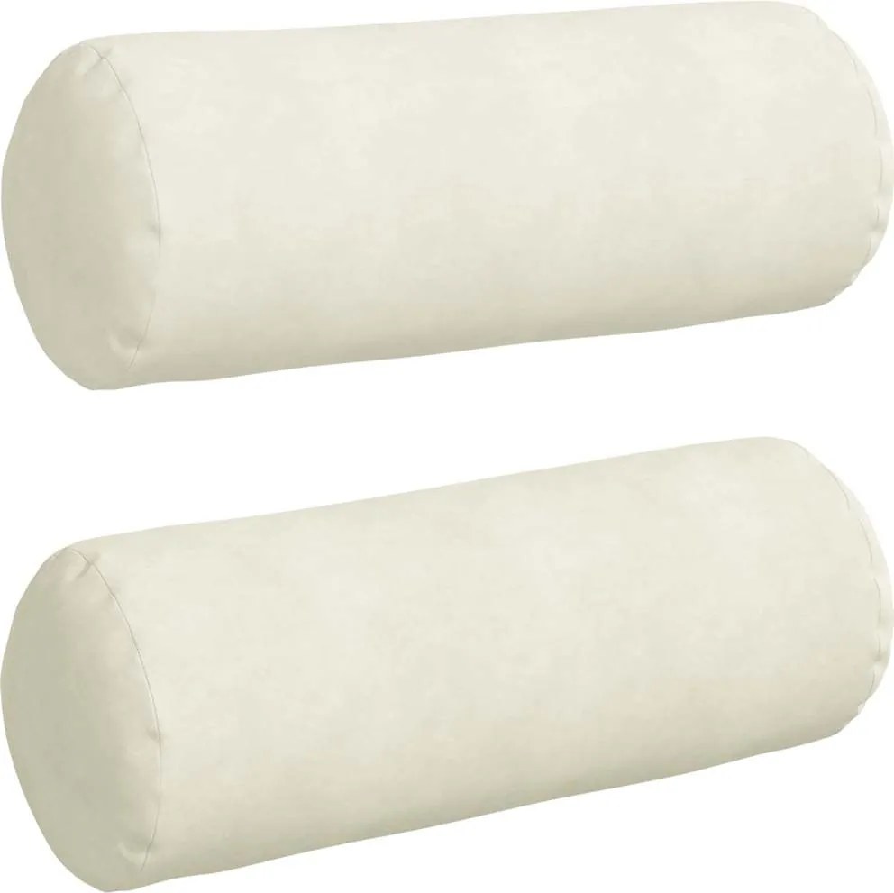 vidaXL Hengerpárnák 2 pcs Krém Ø 25 x 70 cm Bársonyos szövet
