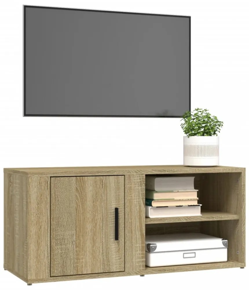 2 db sonoma tölgy színű szerelt fa TV-szekrény 80x31,5x36 cm