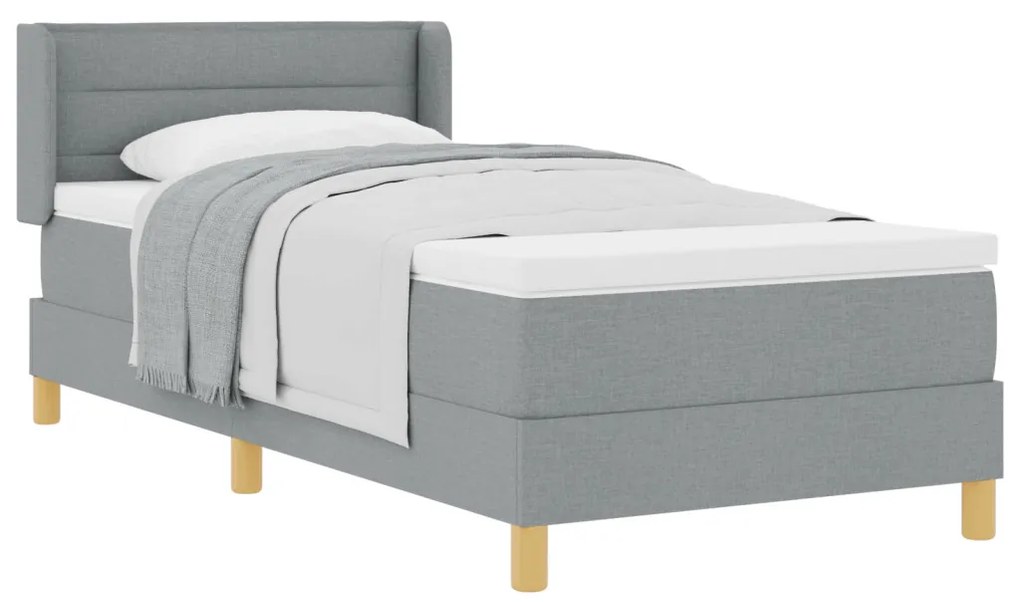 Boxspring ágy matraccal világosszürkében, 100 x 200 cm, szövet