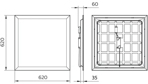 Philips - PROJECTLINE süllyesztett LED panel, 36 W, 230 V, 62 x 62 cm