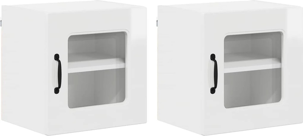 vidaXL Konyhaszekrény Kalmar 2 pcs Magas Fényű Fehér 40 x 31 x 40 cm