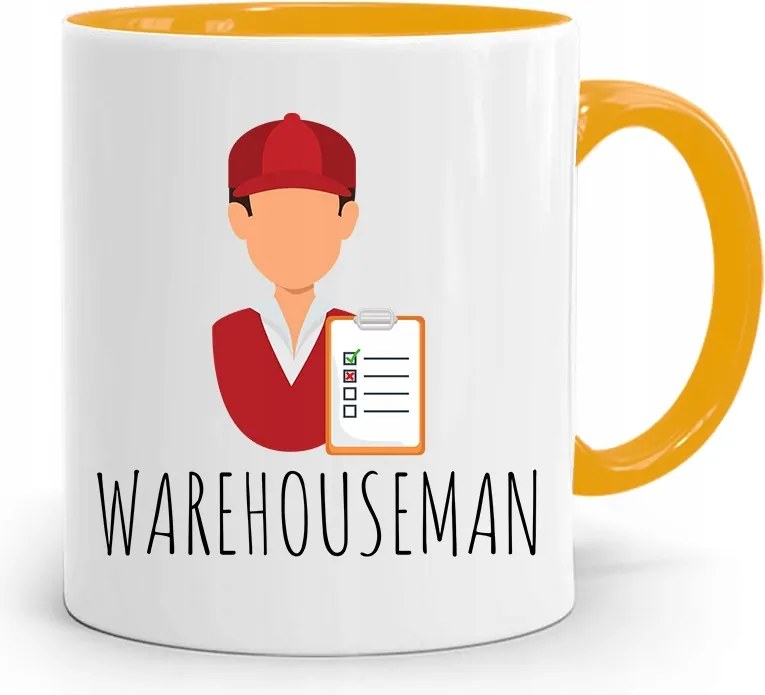 Sárga Bögre Raktárosnak Warehouseman Ajándék fényképes nyomattal