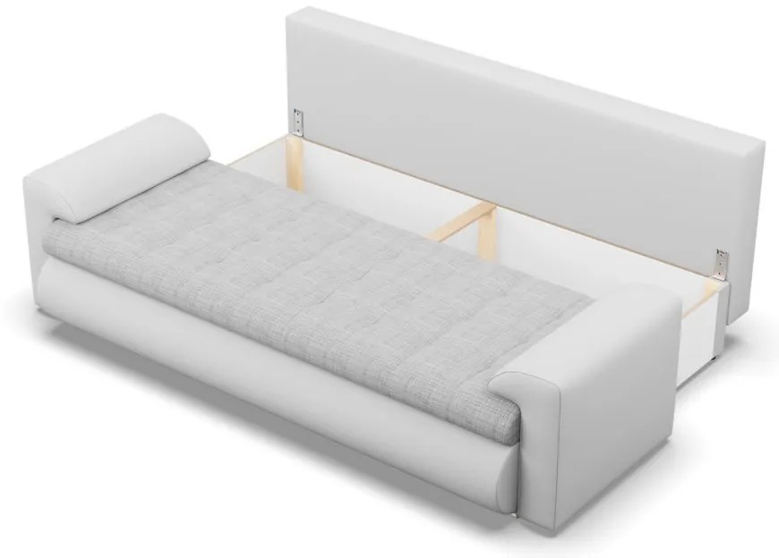 Tokio kanapéágy, fonott + műbőr, szürke - fehér