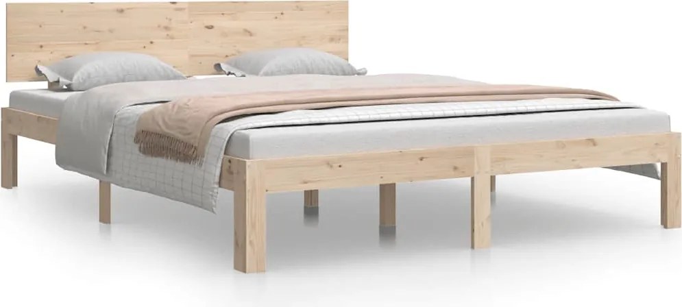 vidaXL King Size tömör fa ágykeret 150 x 200 cm