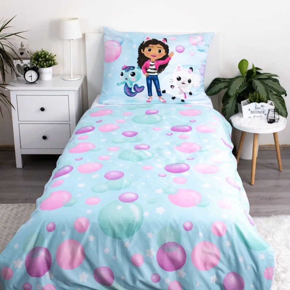 Egyszemélyes mikroszálas gyerek ágyneműhuzat 140x200 cm Gabby's Dollhouse "bubbles" – Jerry Fabrics