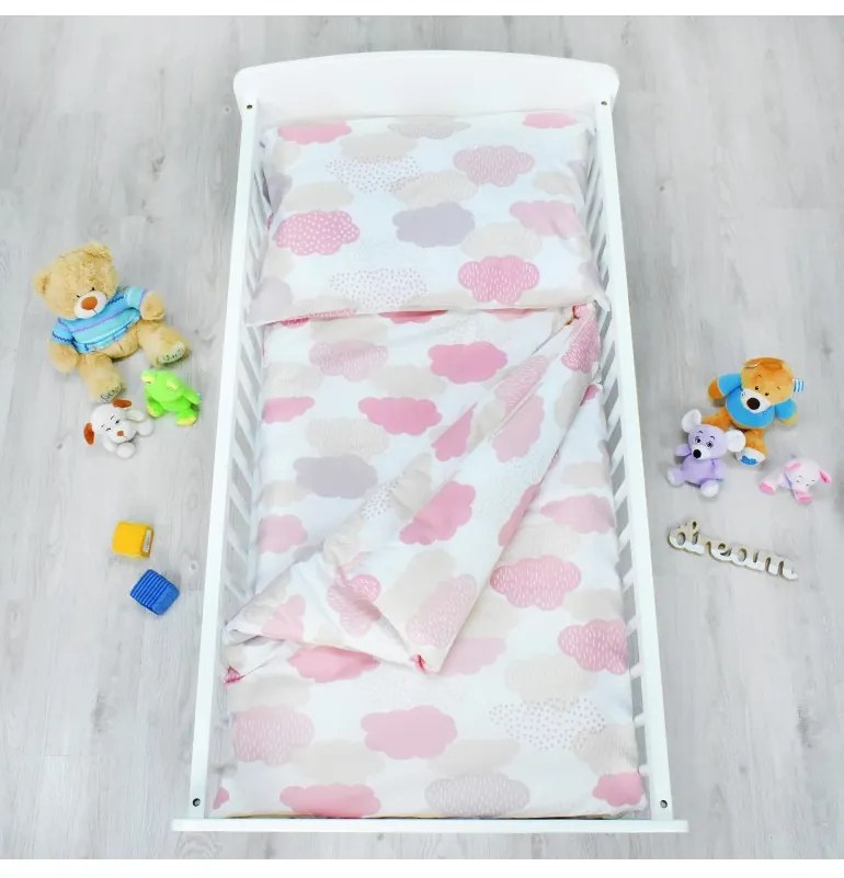 EMI felhős rózsaszín gyerek ágyneműhuzat, Párna 70x90