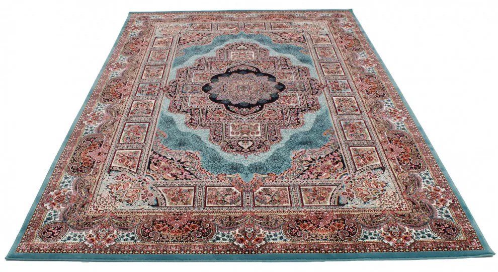 Perzsa szőnyeg türkiz TABRIZ 160x230 luxus nappali szőnyeg akrilból
