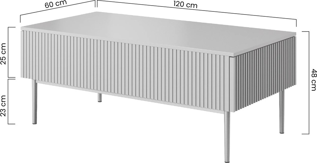 Nicole dohányzóasztal 120 cm fiókokkal - kasmír / fekete lábak