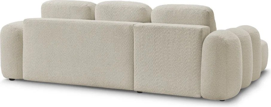 Bézs buklé kinyitható-tárolóhelyes sarokkanapé (bal oldali-heverő résszel) Montaigne – Bobochic Paris