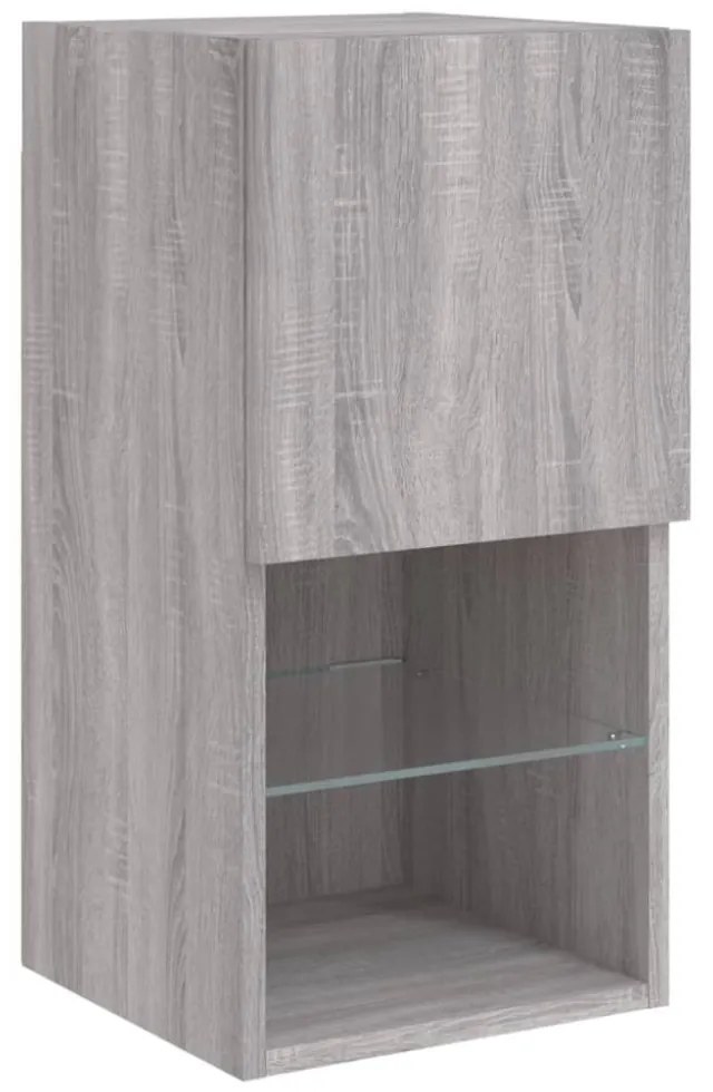 2 db szürke sonoma TV-szekrény LED lámpákkal 30,5x30x60 cm