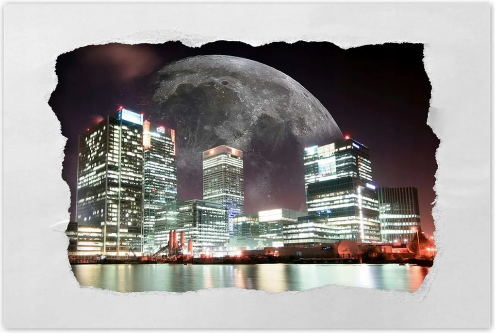 Poszterek 60x40 Város éjszaka Hold