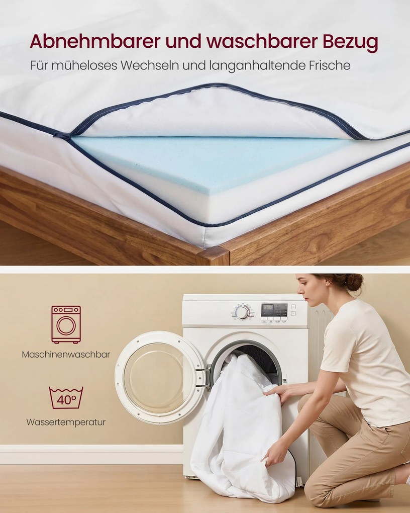 VASAGLE 7-zónás géles memory foam matrac, 140 x 200 x 16 cm, H3