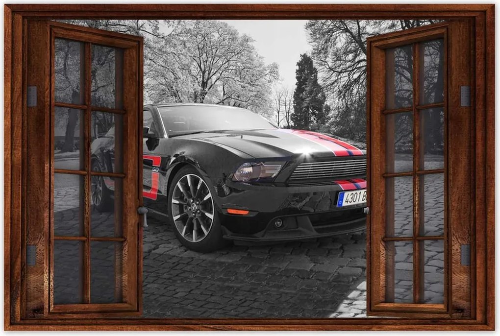 Poszter 90x60 Fekete Ford Mustang Usa