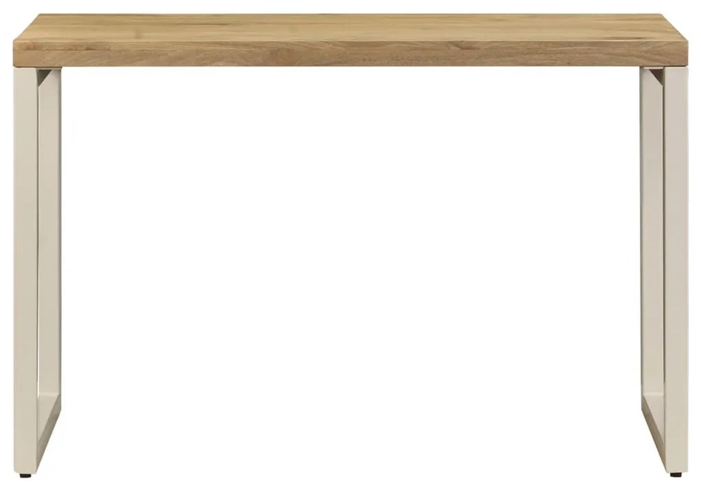 Tömör mangófa és acél étkezőasztal 115 x 55 x 76 cm
