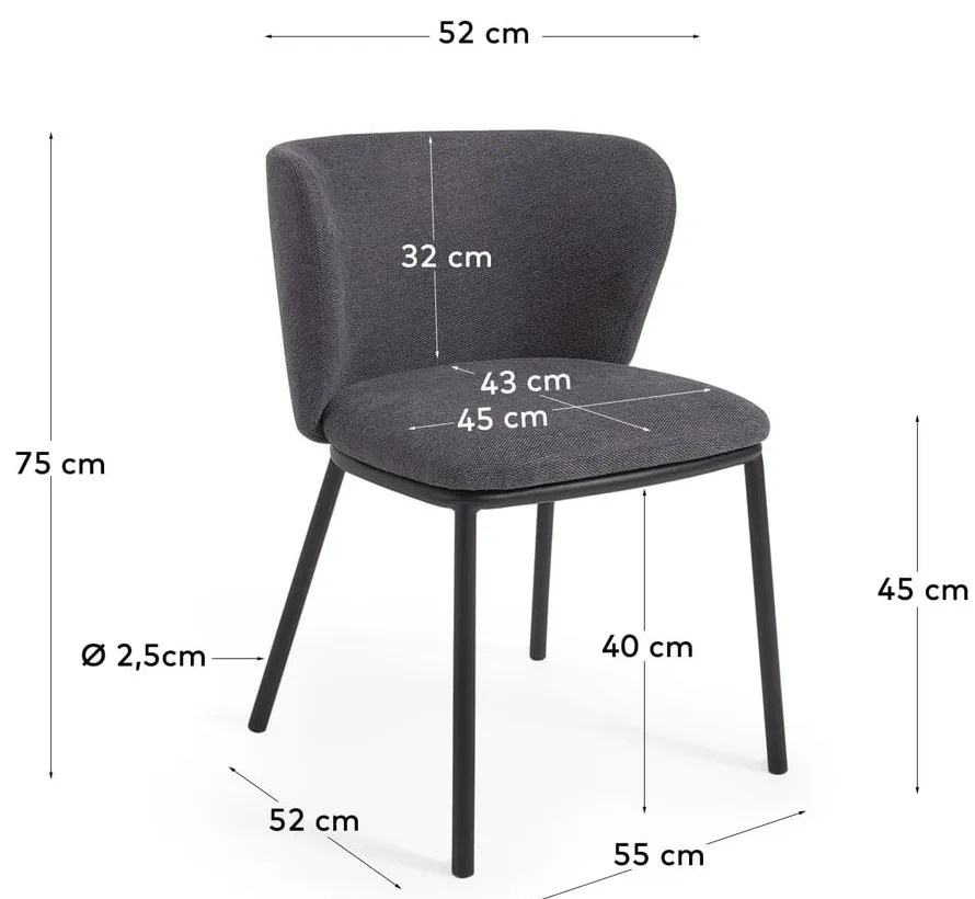 Sötétszürke étkezőszék Ciselia – Kave Home