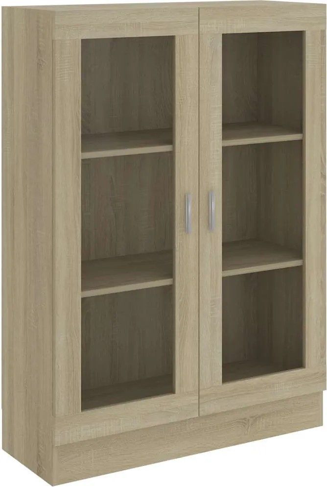 vidaXL sonoma tölgy színű szerelt fa vitrinszekrény 82,5x30,5x115 cm