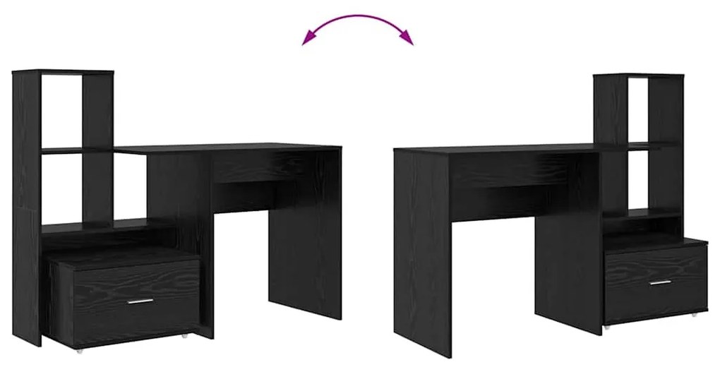 Asztal fiókkal Musta tammi 131.5 x 50 x 106.5 cm Faanyag